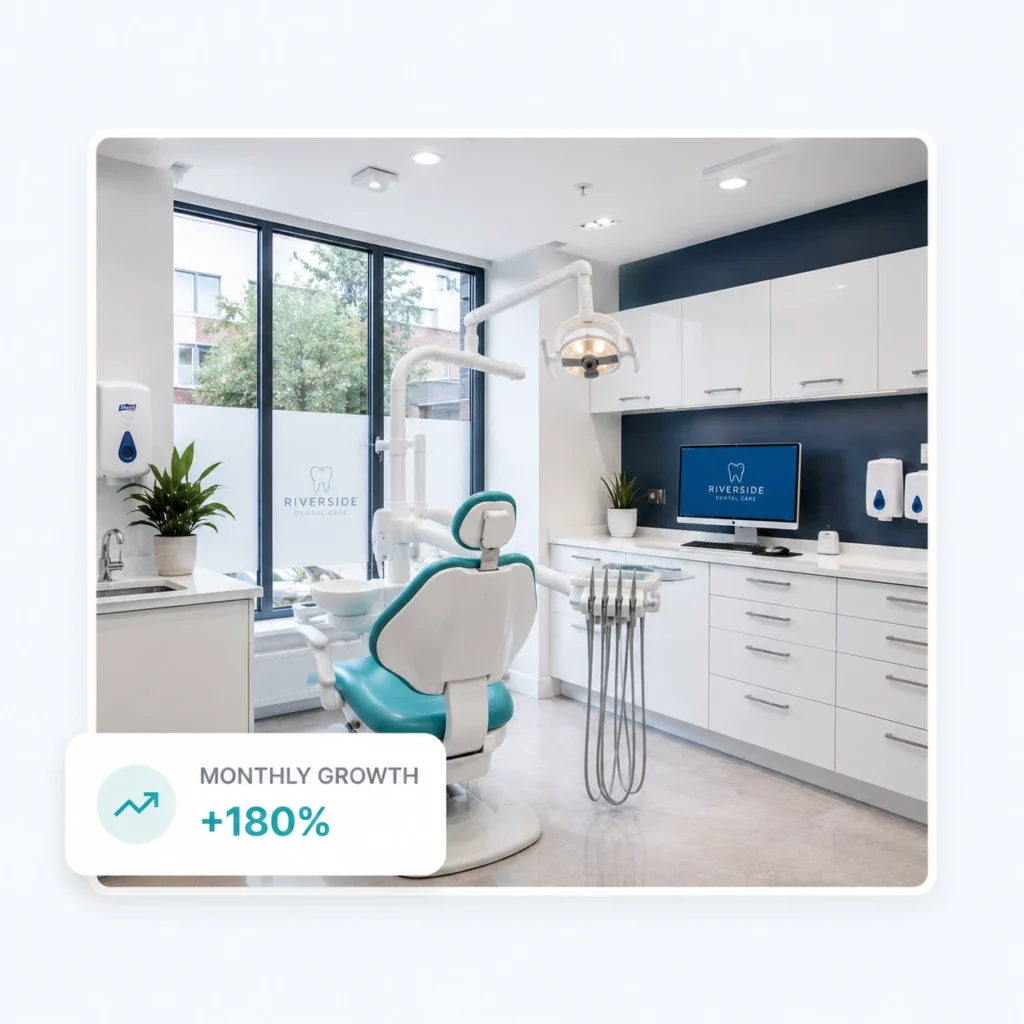 Modern dental clinic, monthly 180% groeth