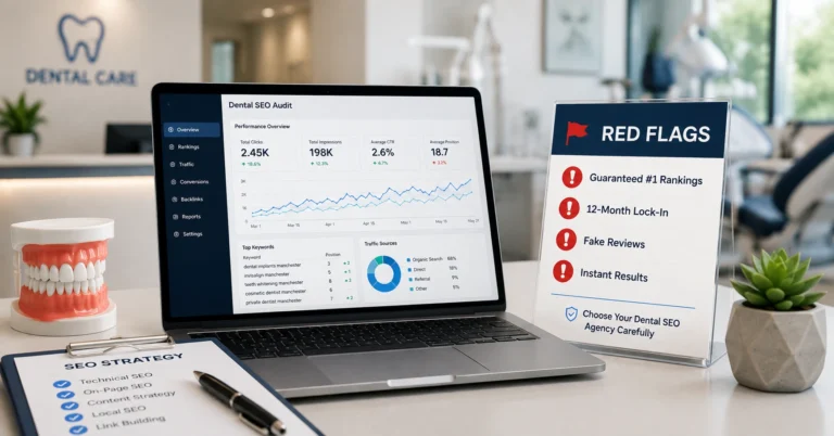 Dental SEO Audit Workspace with Red Flags