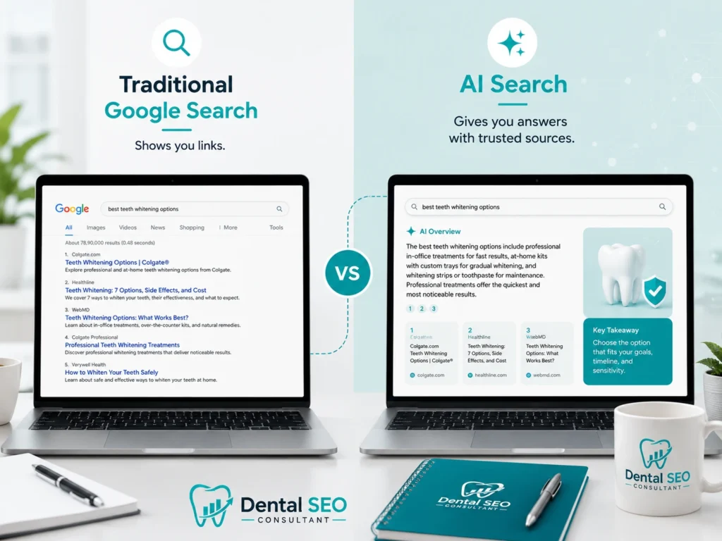 Traditional Google Search vs AI Answers